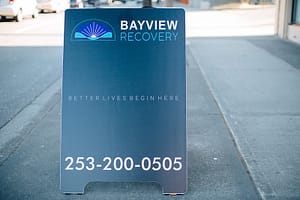 Street advertisement featuring the Bayview Recovery Center