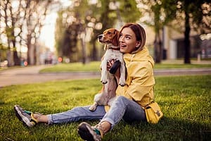 Person enjoying animal-assisted therapy