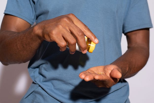 Man sampling some commonly abused painkillers