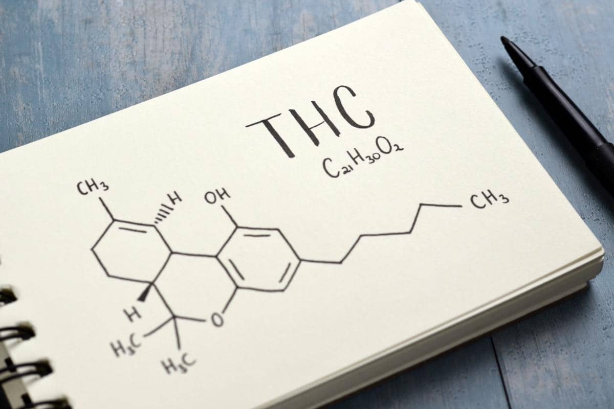 a drawing of a chemical compound explaining "what is thc"