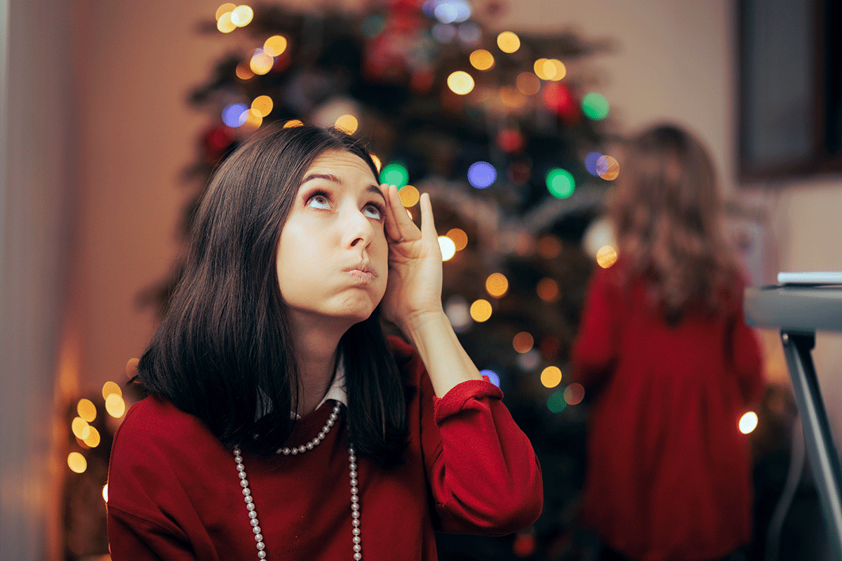 a parent struggles to manage holiday stress