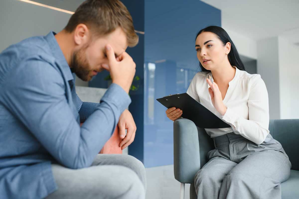 A man in cognitive-behavioral therapy