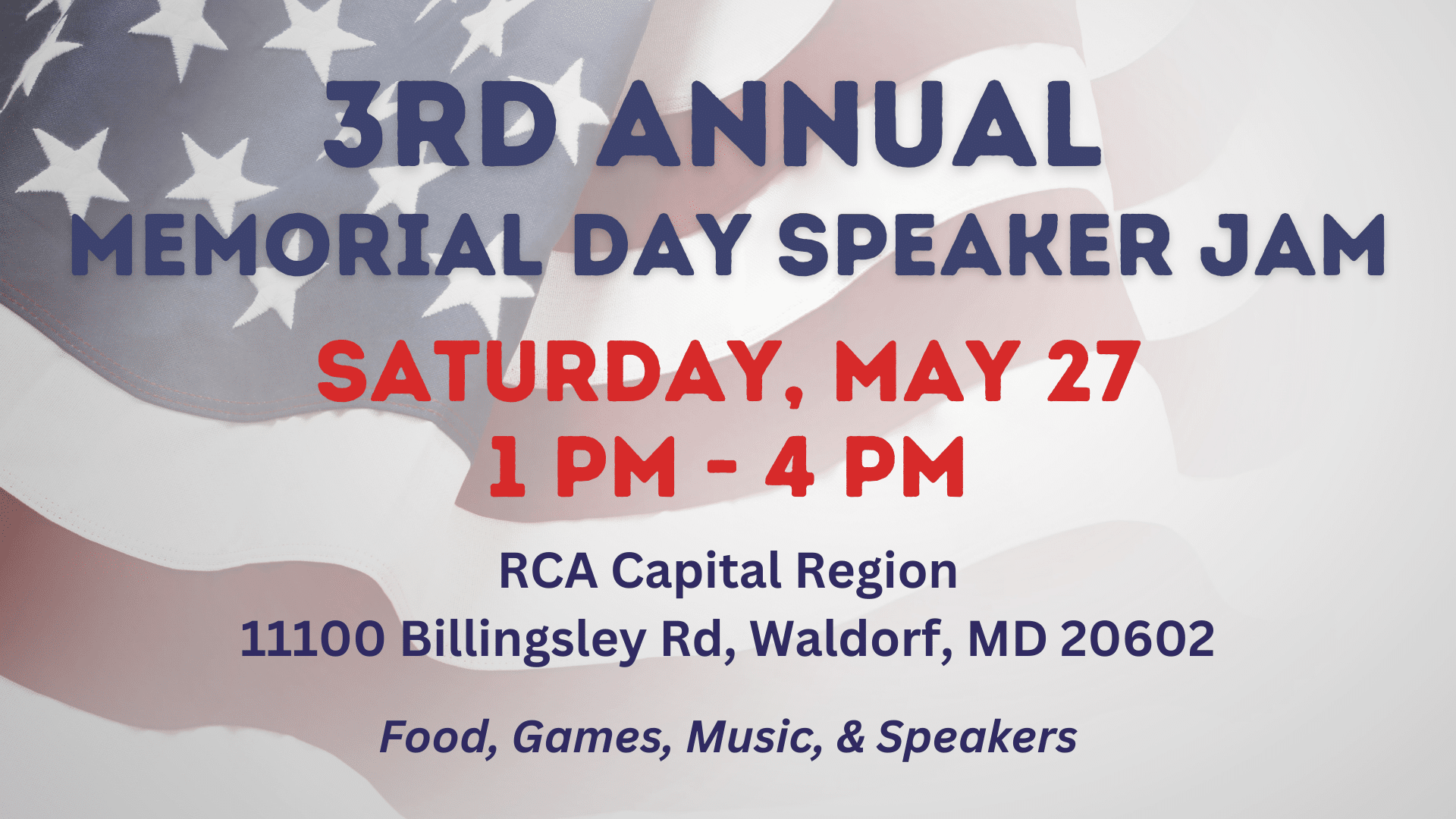 3rd Annual Capital Region Memorial Day Speaker Jam