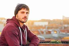 Man in sweatshirt wants to know which are the mind altering drugs.