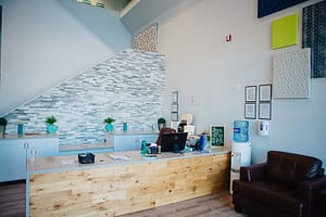 Modern and bright reception area the Bayview Recovery Center
