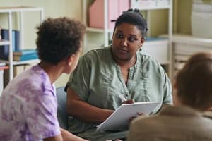 An adolescent at an adolescent treatment center