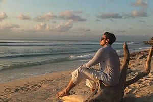 Man looking out over ocean during his benzo detox recovery at Tides Edge