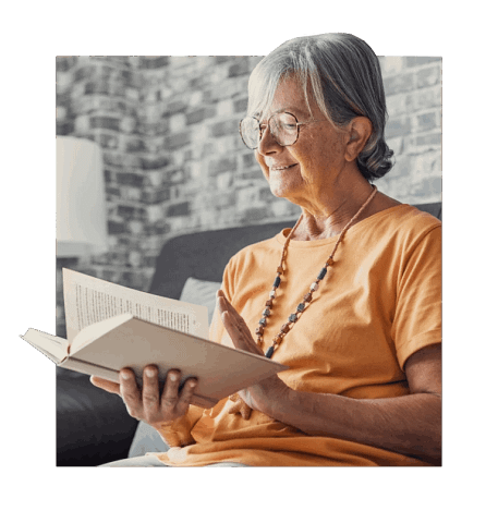 Senior reading book