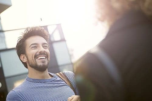 Smiling man beating drug addiction for the last time