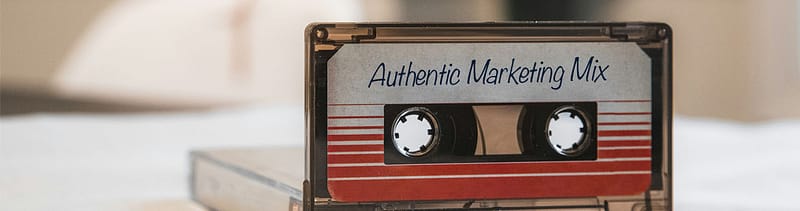 Mixtape cassette labeled 'Authentic Marketing Mix,' symbolizing how senior living marketers can authentically connect with Baby Boomers — a generation reshaping demand and expectations in senior living.