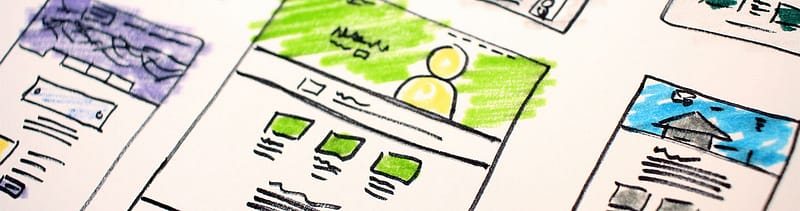 a wireframe mock-up illustration of a healthcare website redesign