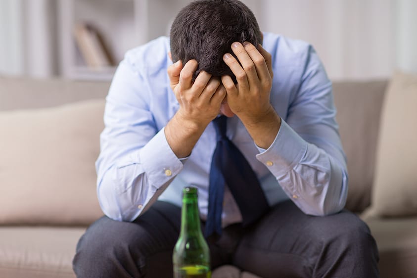 A successful man worries about his alcohol addiction