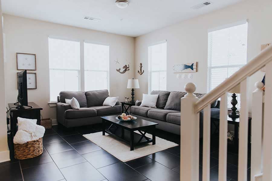 Living room in a residential program treatment apartment