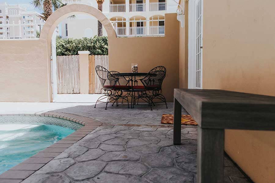 Swimming pool outside of a Beaches Recovery drug rehab house