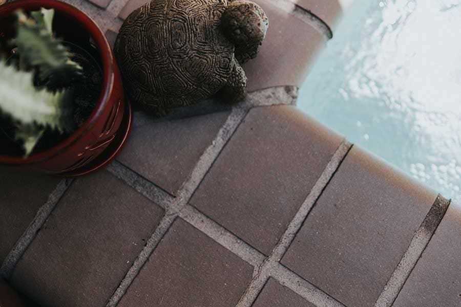 Corner of the swimming pool at a drug rehab house