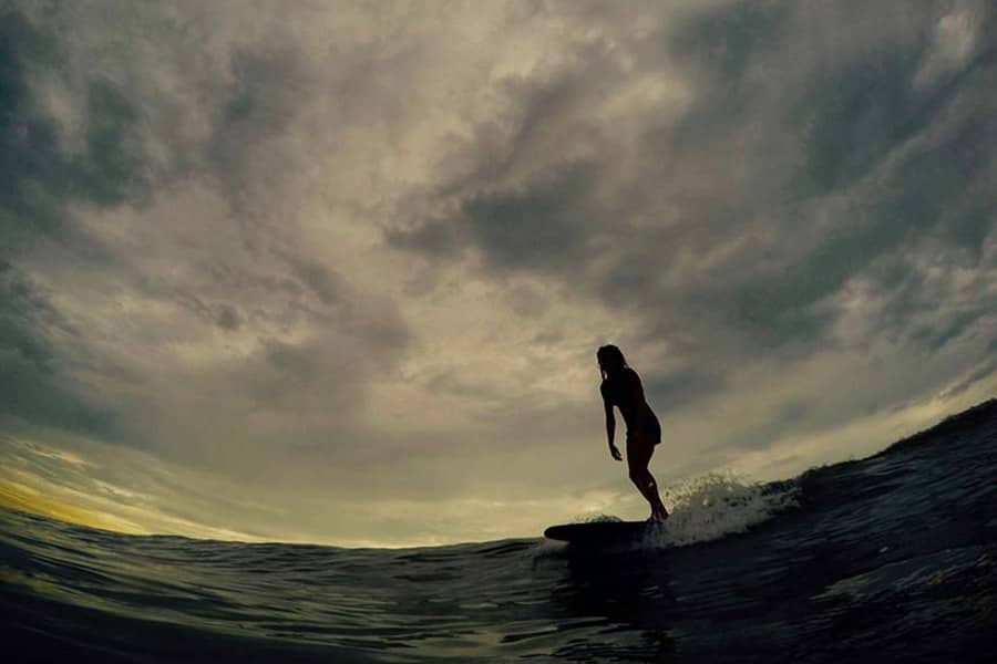 Surfer riding a wave