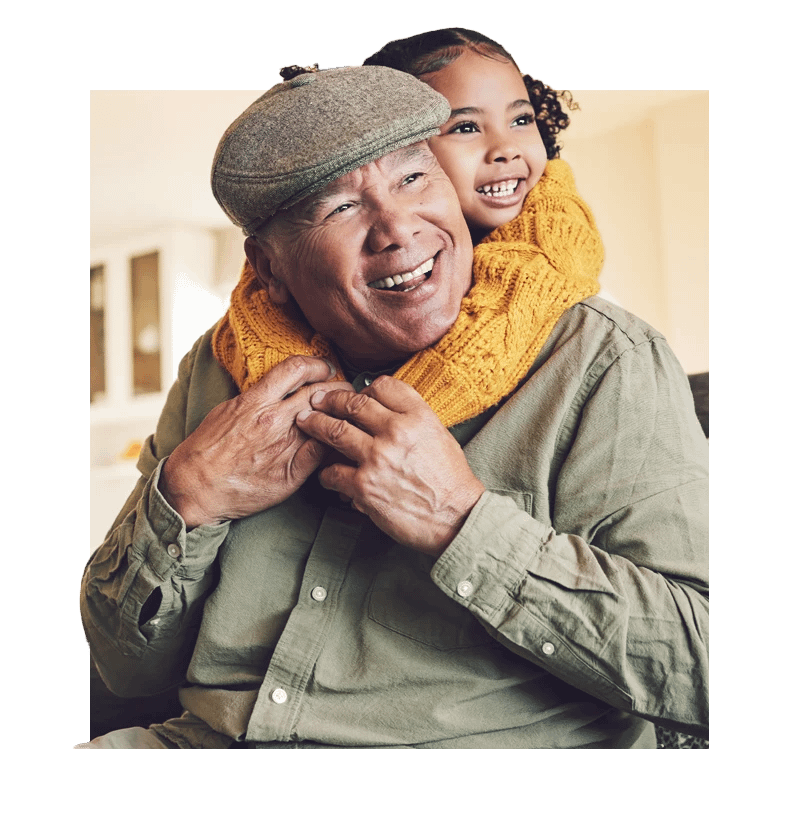Senior smiling with grandchild