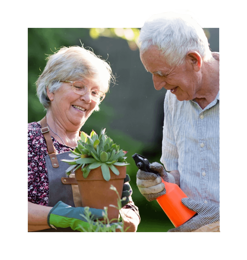 Senior with headphones on